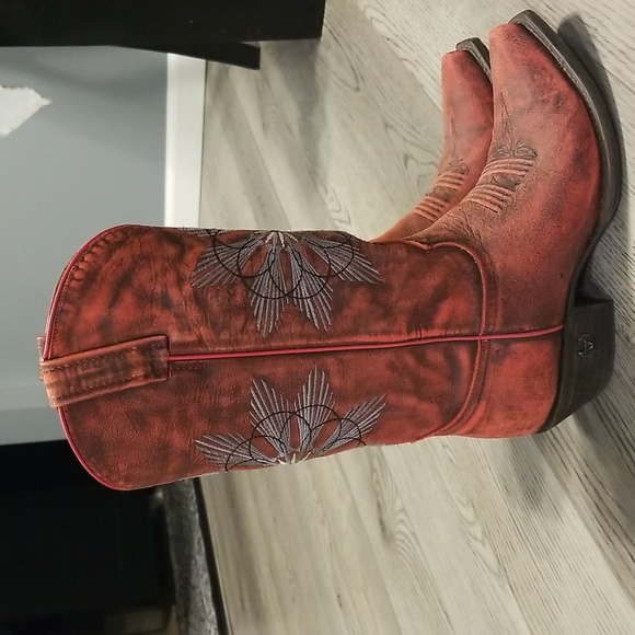 Eight Second Angel Red Leather Cowboy Boots - Picture 2 of 3